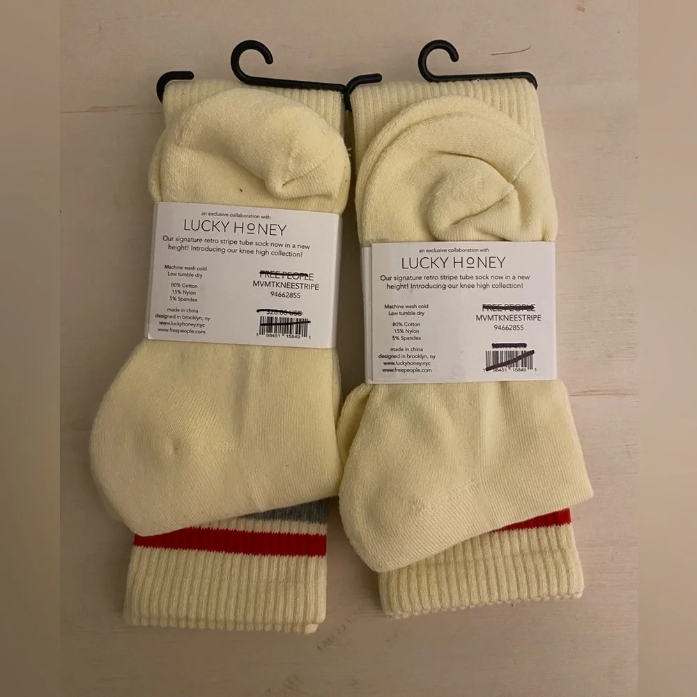 2 Pair Free People Movement Lucky Honey Knee High Socks New